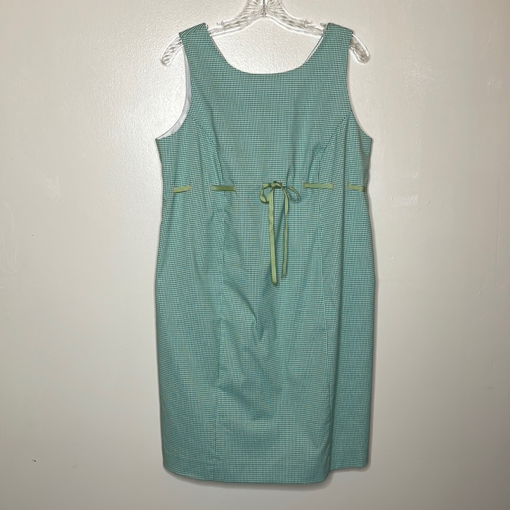 MIMI Maternity Dress Blue & Green Micro Check Sleeveless All Occassion NWT Med